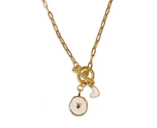 White Heart Charm Necklace