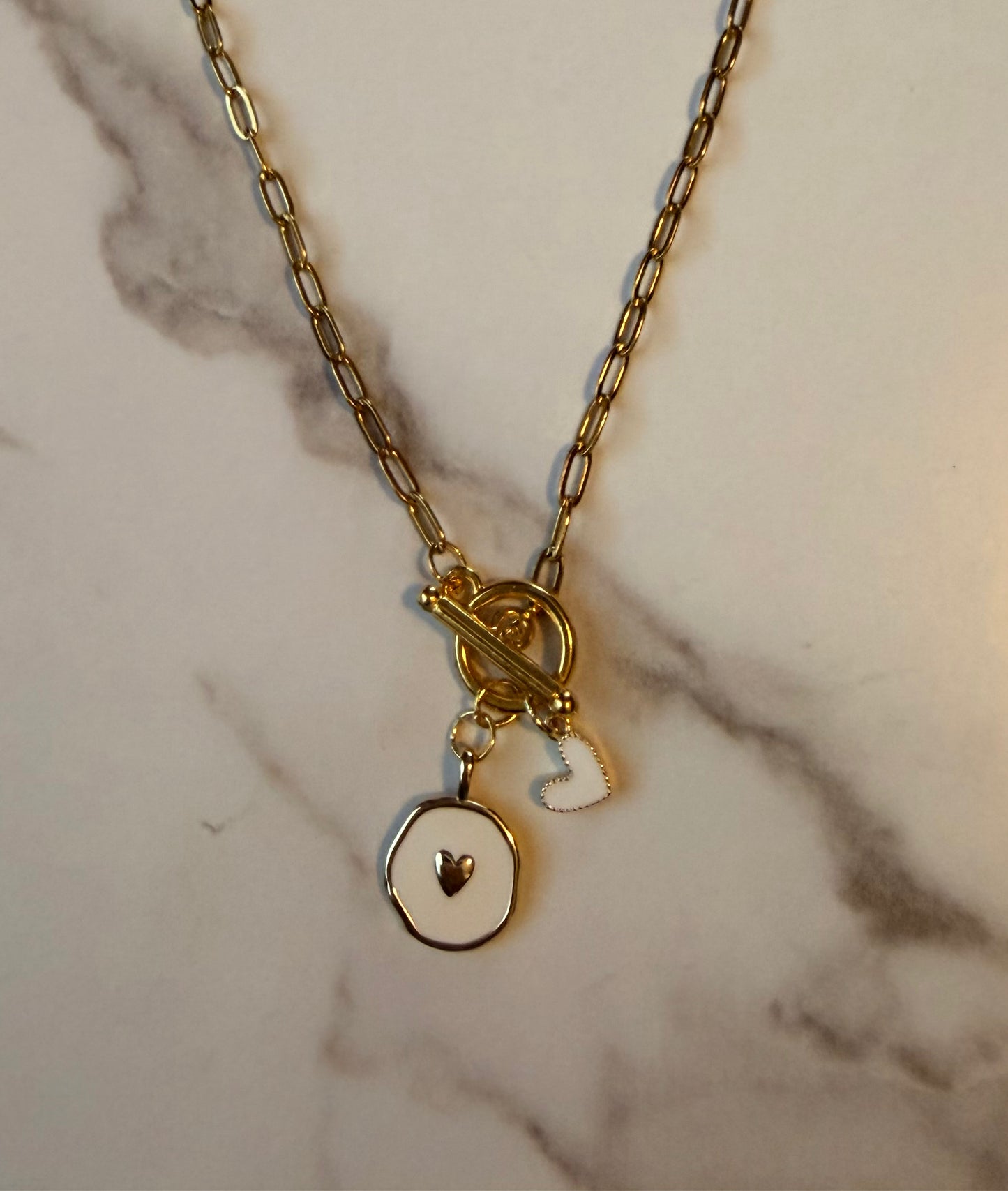 White Heart Charm Necklace