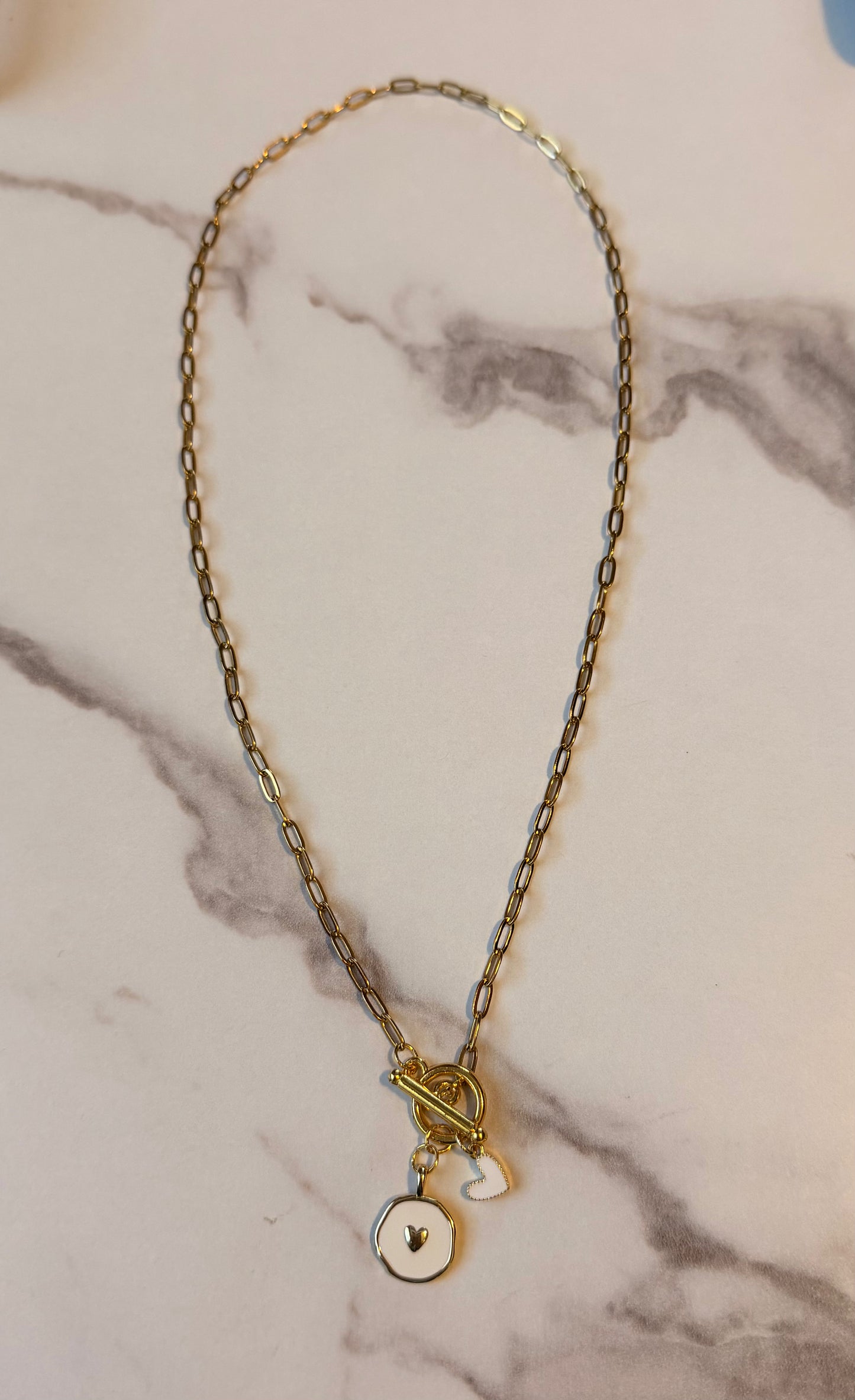 White Heart Charm Necklace