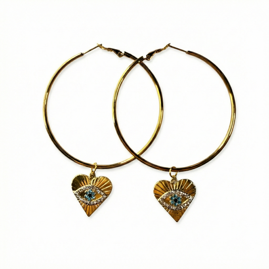 Heart Eye Hoop Earrings