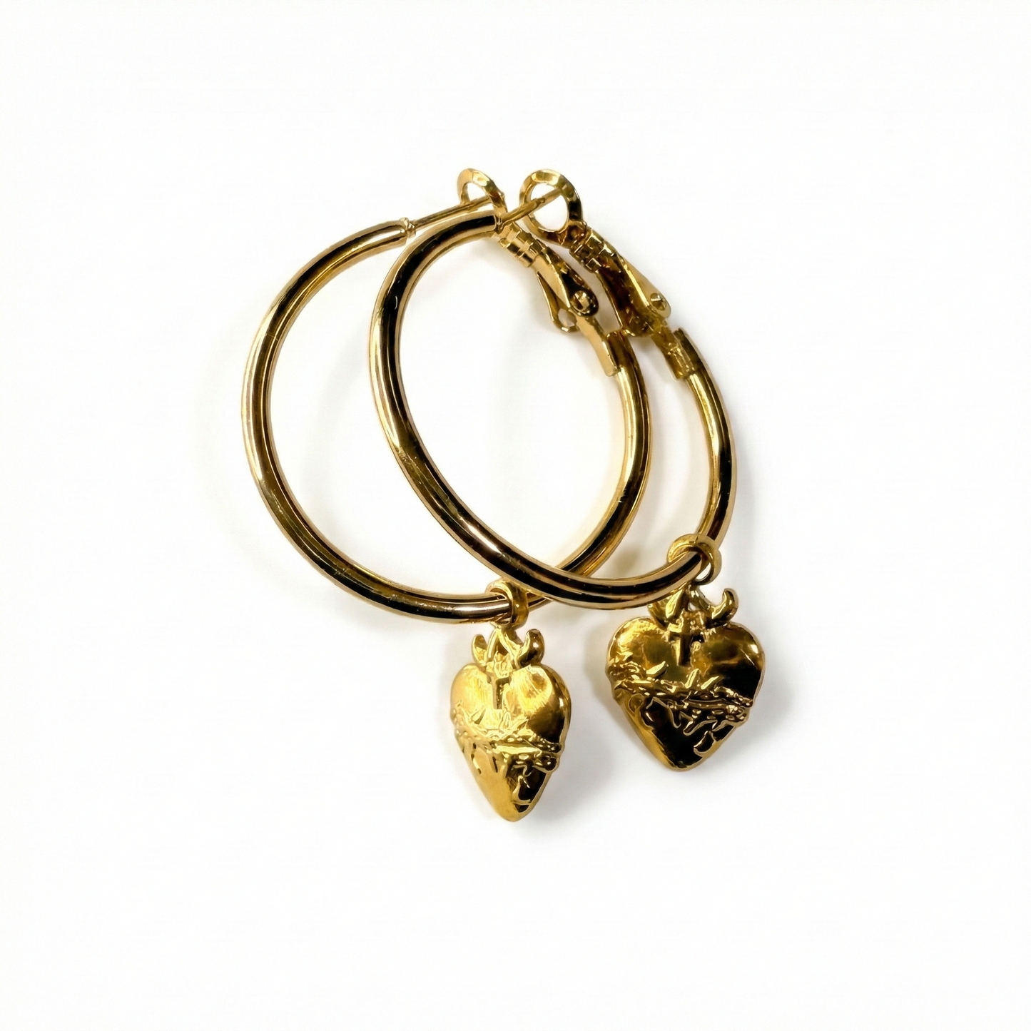 Small heart hoop earrings