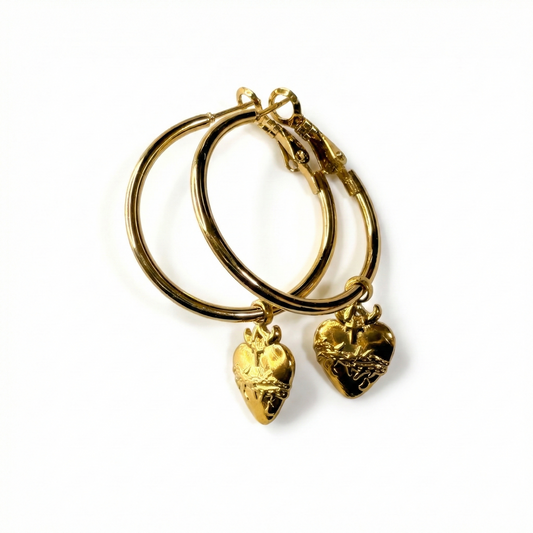 Small heart hoop earrings