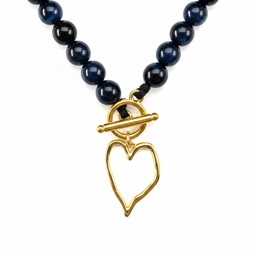 Beaded Heart Toggle Necklace