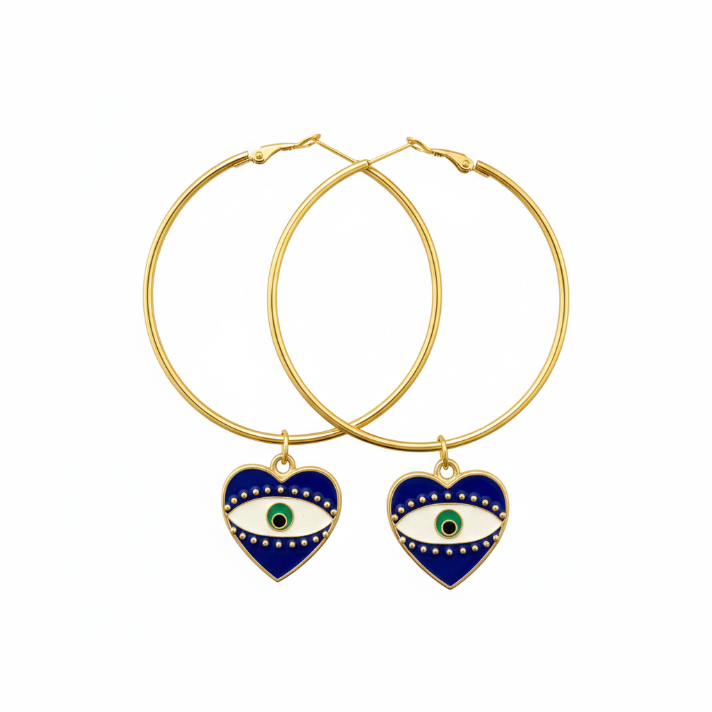 Evil eye hoop earrings