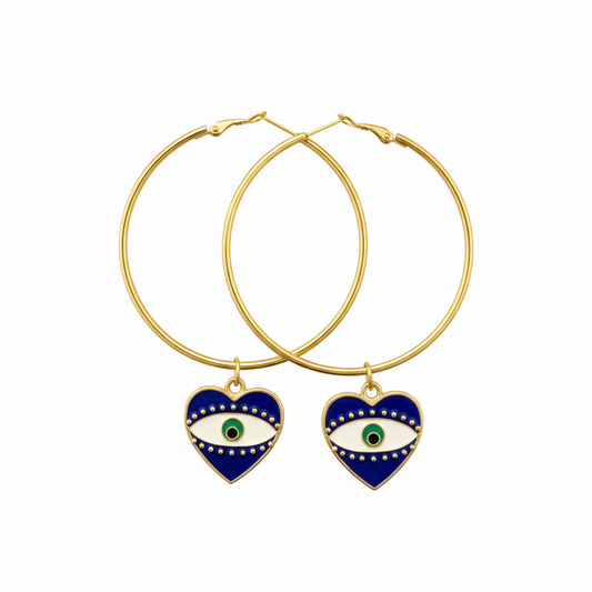 Evil eye hoop earrings