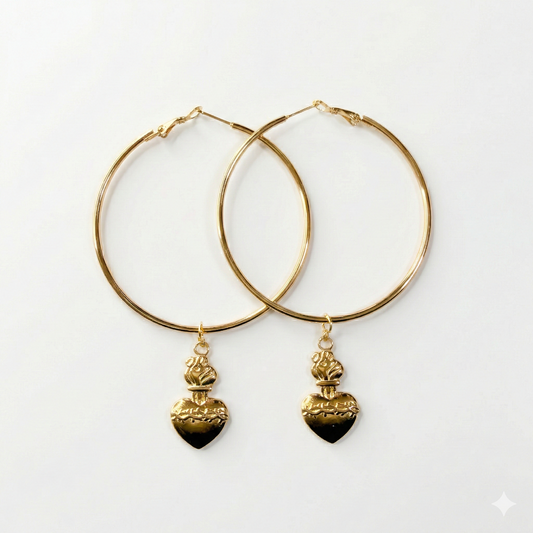 Large Heart Hoop Earrings