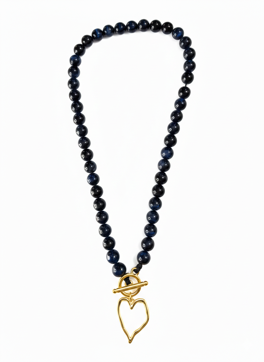 Beaded Heart Toggle Necklace