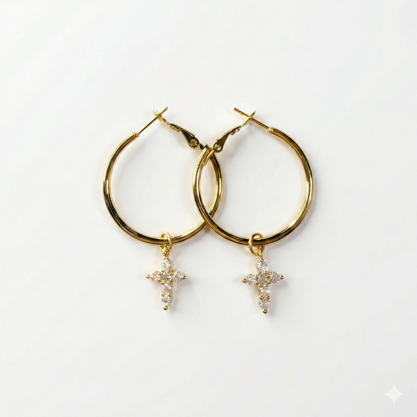 Small cross hoop earrings